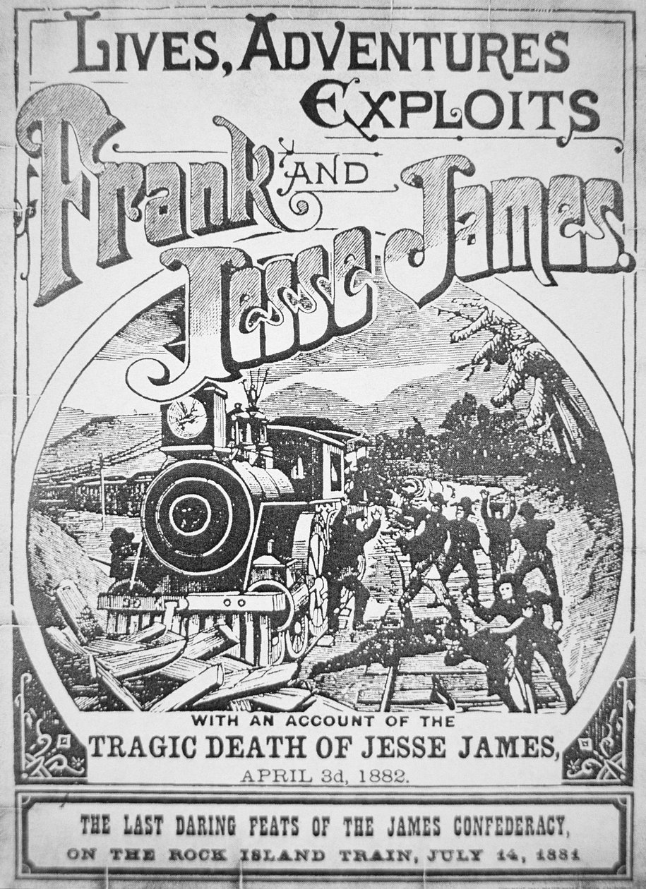 Framsidan av "Lives, Adventures, Exploits of Frank & Jesse James" av American School