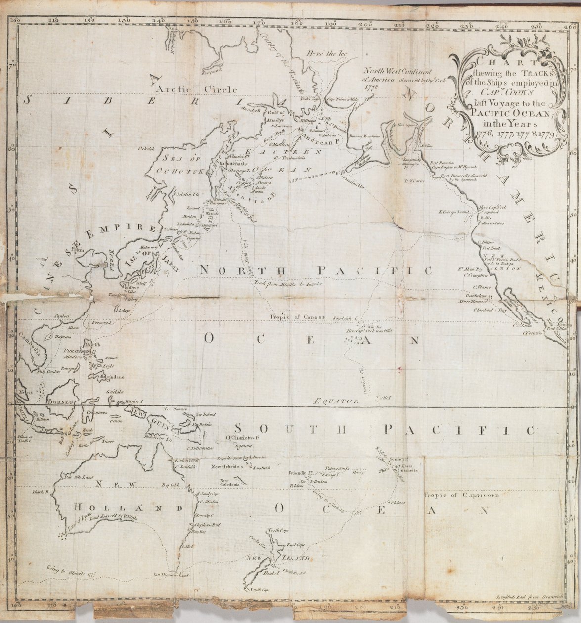 Frontispice karta från "A Journal of Captain Cook