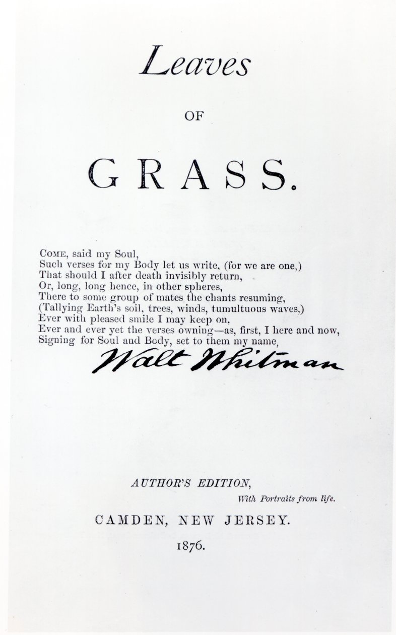 Frontispice till Leaves of Grass av Walt Whitman (1819-92), pub. år 1876 av American School