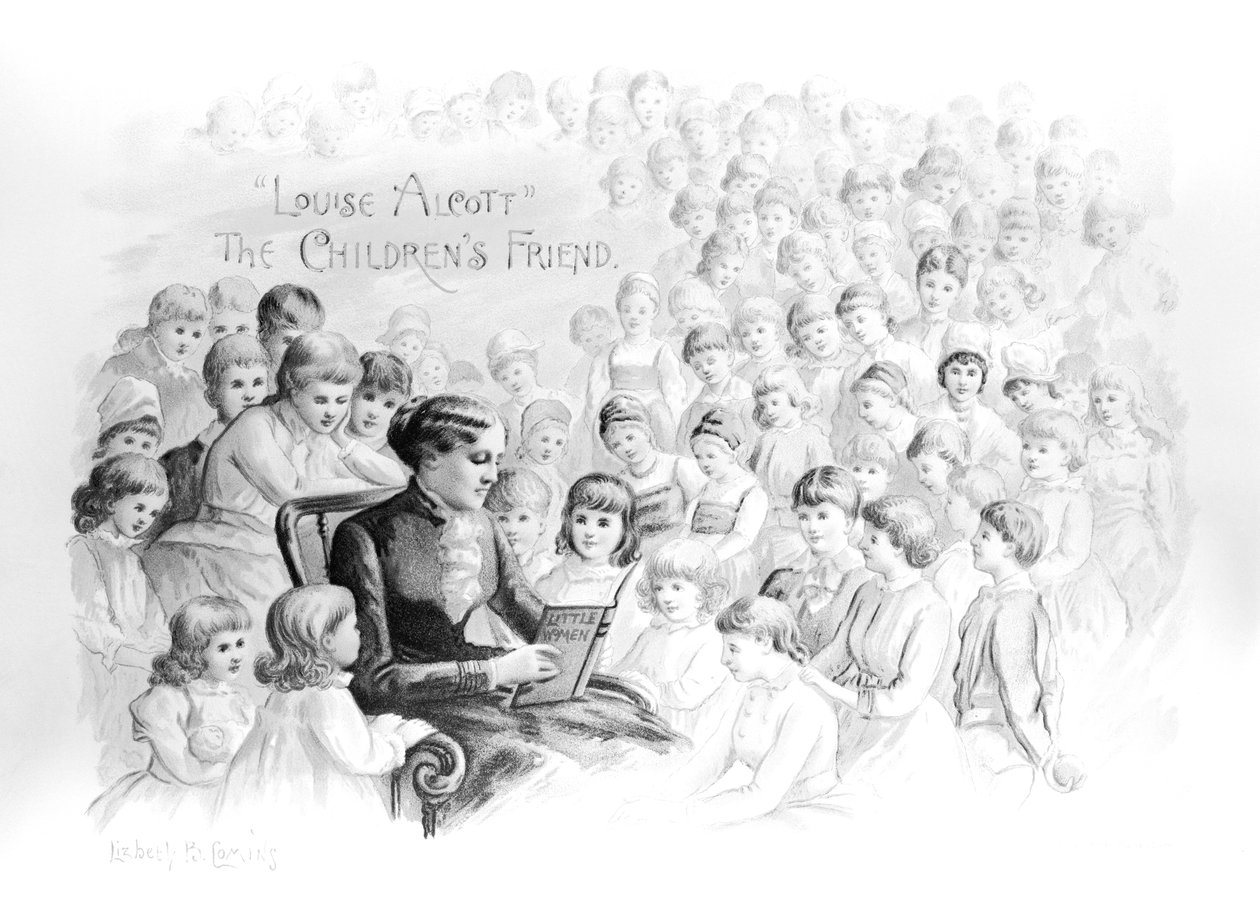 Frontispice till Louise Alcott, barnens vän, av Lizbeth Comins av American School