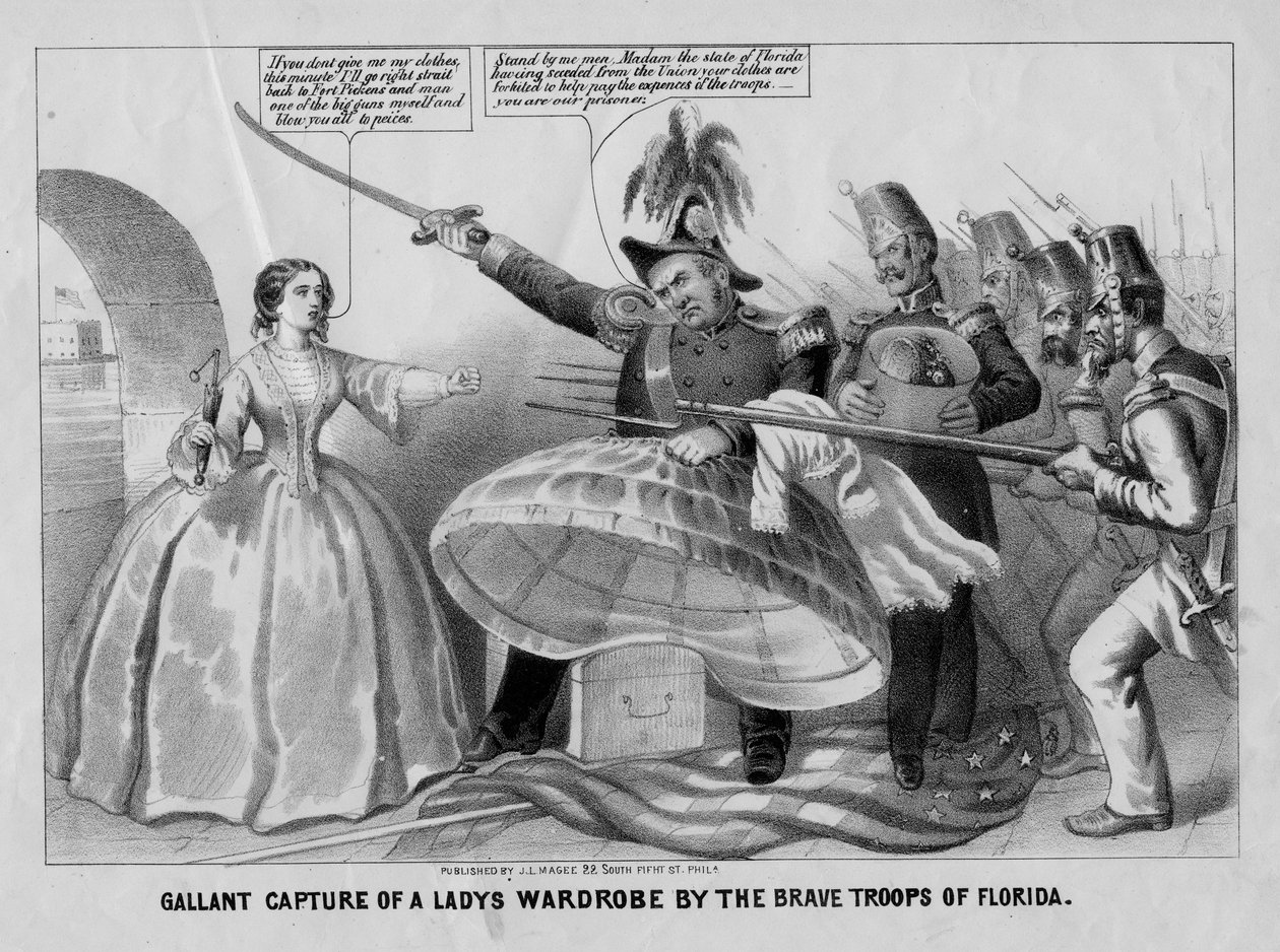 Galant fångst av en damgarderob av Floridas modiga trupper, publicerad av J.L. Magee, Philadelphia, ca. 1861 av American School