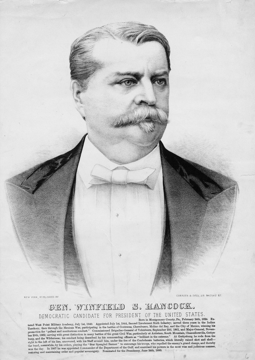 General Winfield S. Hancock: Demokratisk presidentkandidat i USA, pub. av Currier & Ives, ca 1880 av American School