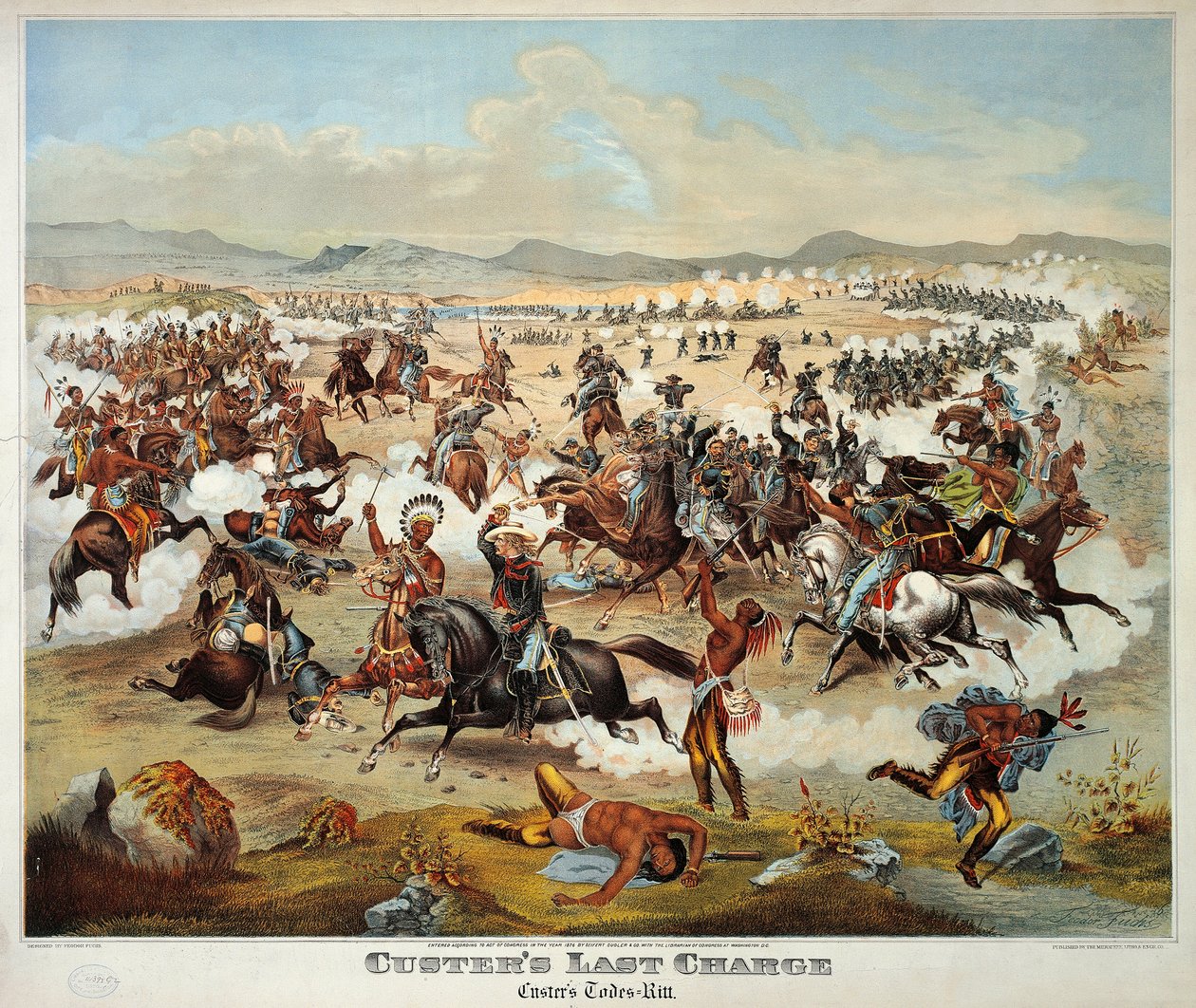 General Custers sista strid vid slaget vid Little Bighorn, 25 juni av American School