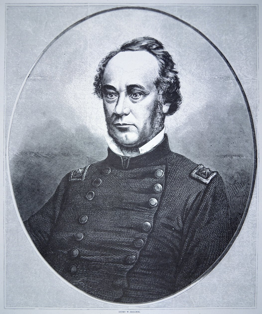 General Henry Wager Halleck (1815-72) (gravyr) av American School