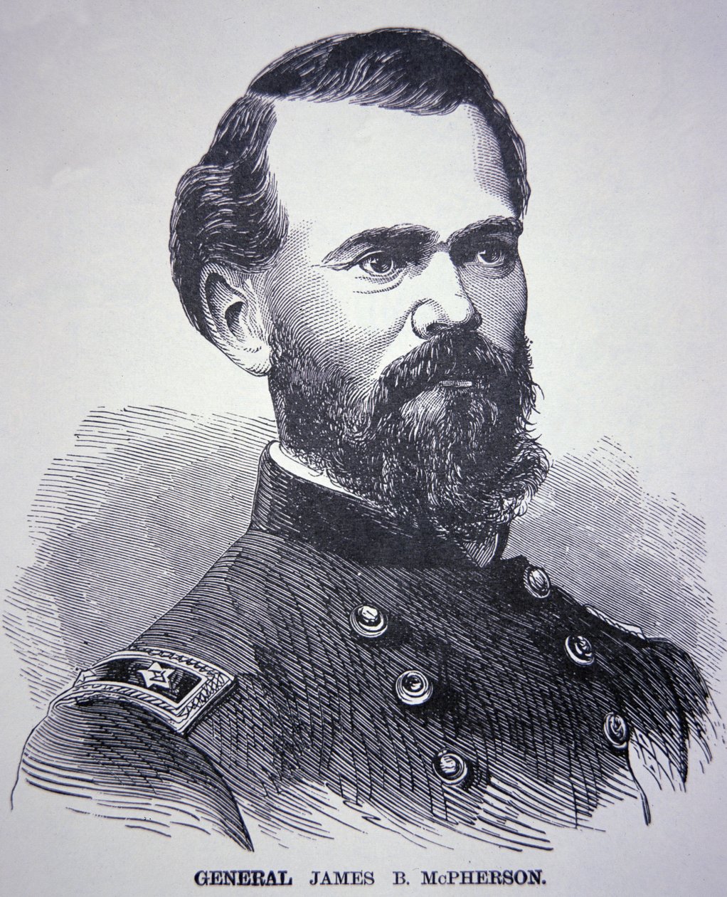 General James Birdseye McPherson (1828-64) (gravyr) av American School
