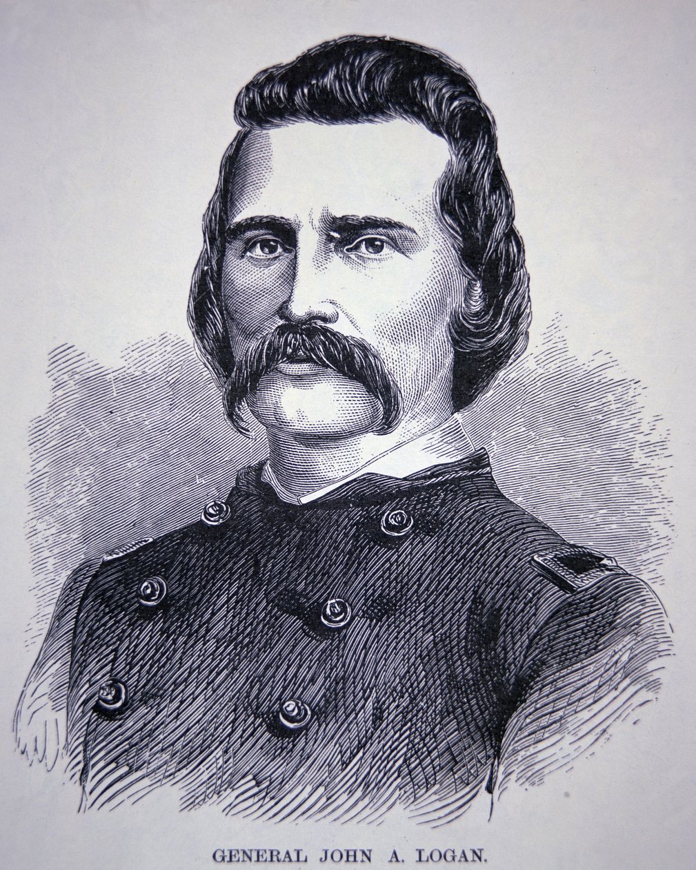 General John Alexander Logan (1826-86) (gravyr) av American School