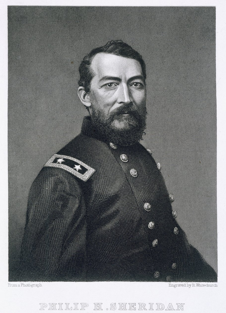 General Philip Sheridan, graverad från ett fotografi av Robert E. Whitechurch (1814-c.1883) av American School