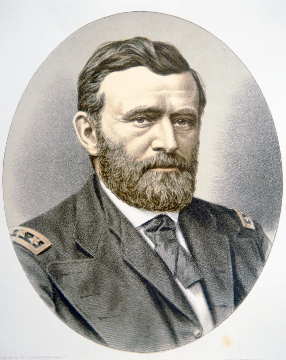 General Ulysses Simpson Grant (1822-85) (lito i färg) av American School