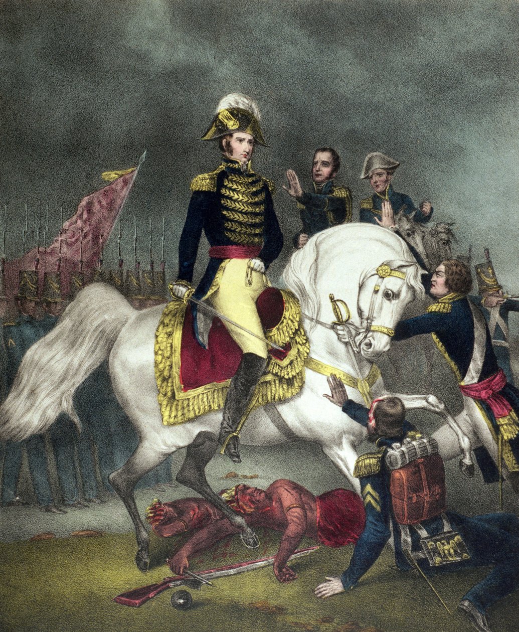 General William Henry Harrison vid slaget vid Tippecanoe 1811 av American School