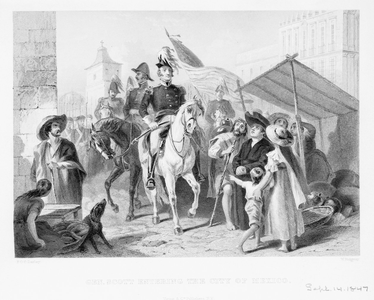 General Winfield Scott (1786-1866) på väg in i staden Mexiko, 1847 av American School