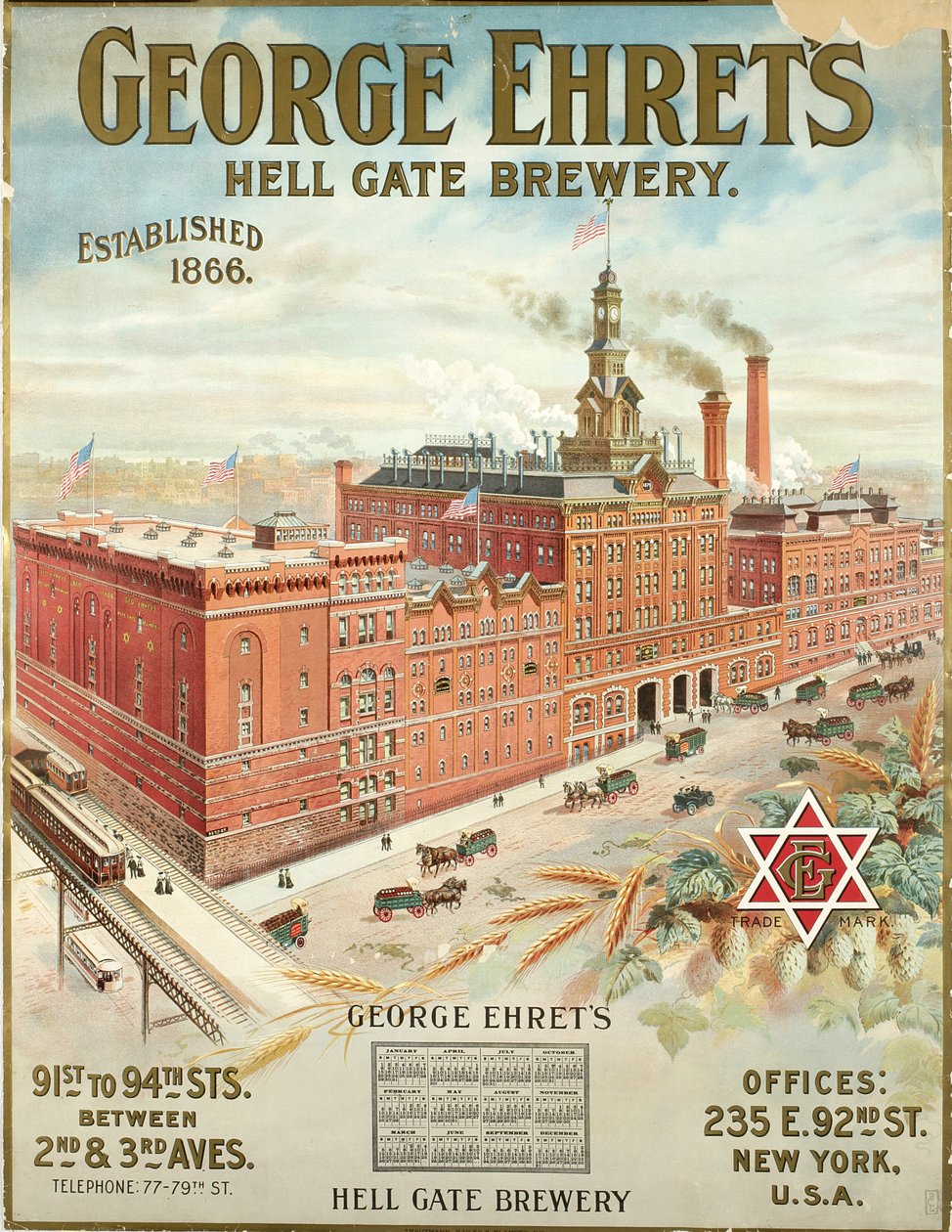 George Ehrets Hell Gate Brewery, etablerat 1866 av American School