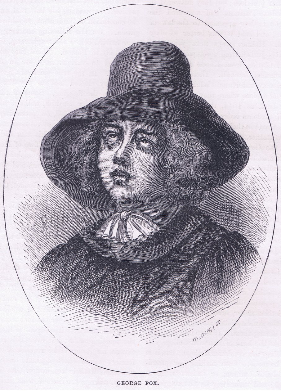 George Fox 1651, illustration från Cassells History of the United States pub. av Petter & Galpin c.1890 av American School