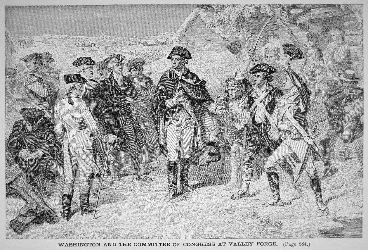 George Washington på Valley Forge med sin kontinentala armé, vinter och vår av American School