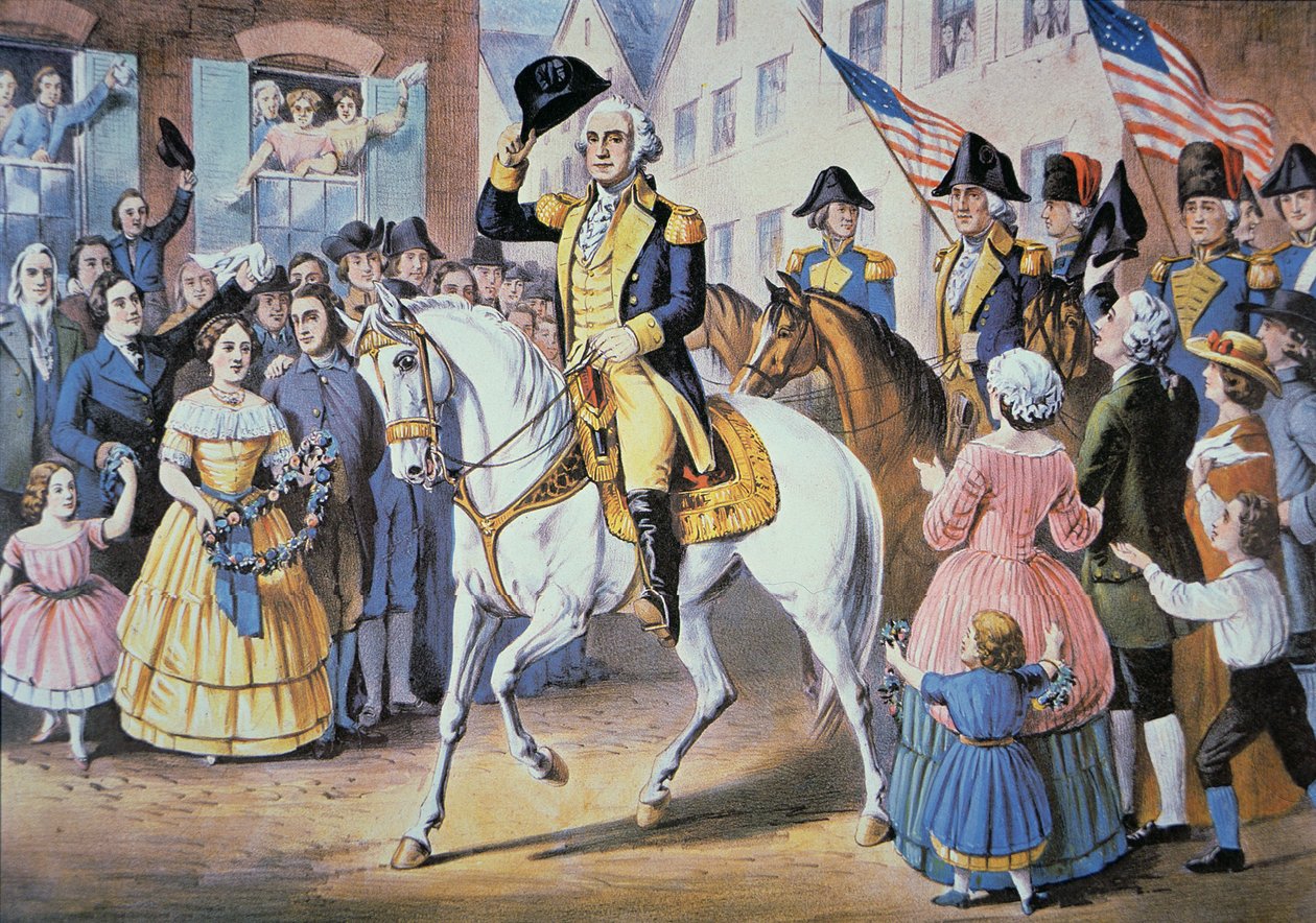 George Washington går in i New York City den 25 november av American School