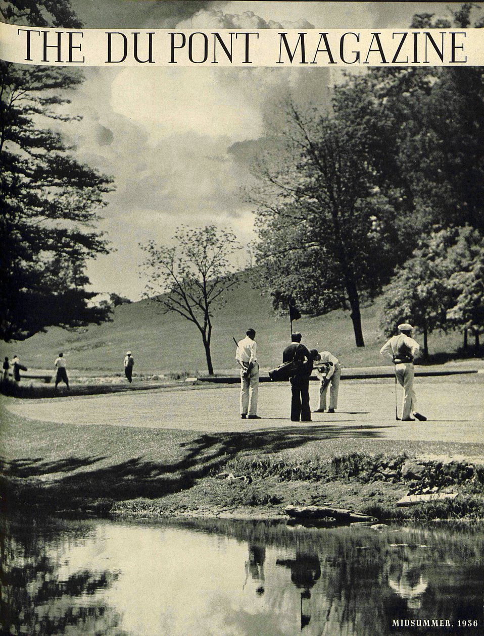 Golfare, framsidan av DuPont Magazine, juli-augusti 1936 av American School