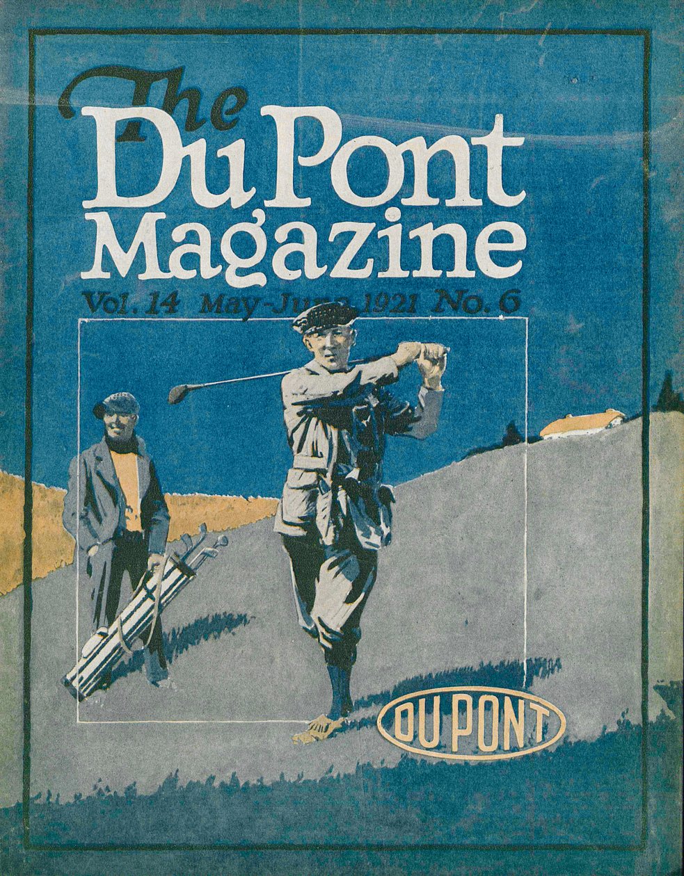 Golf, framsidan av DuPont Magazine, maj-juni 1921 av American School