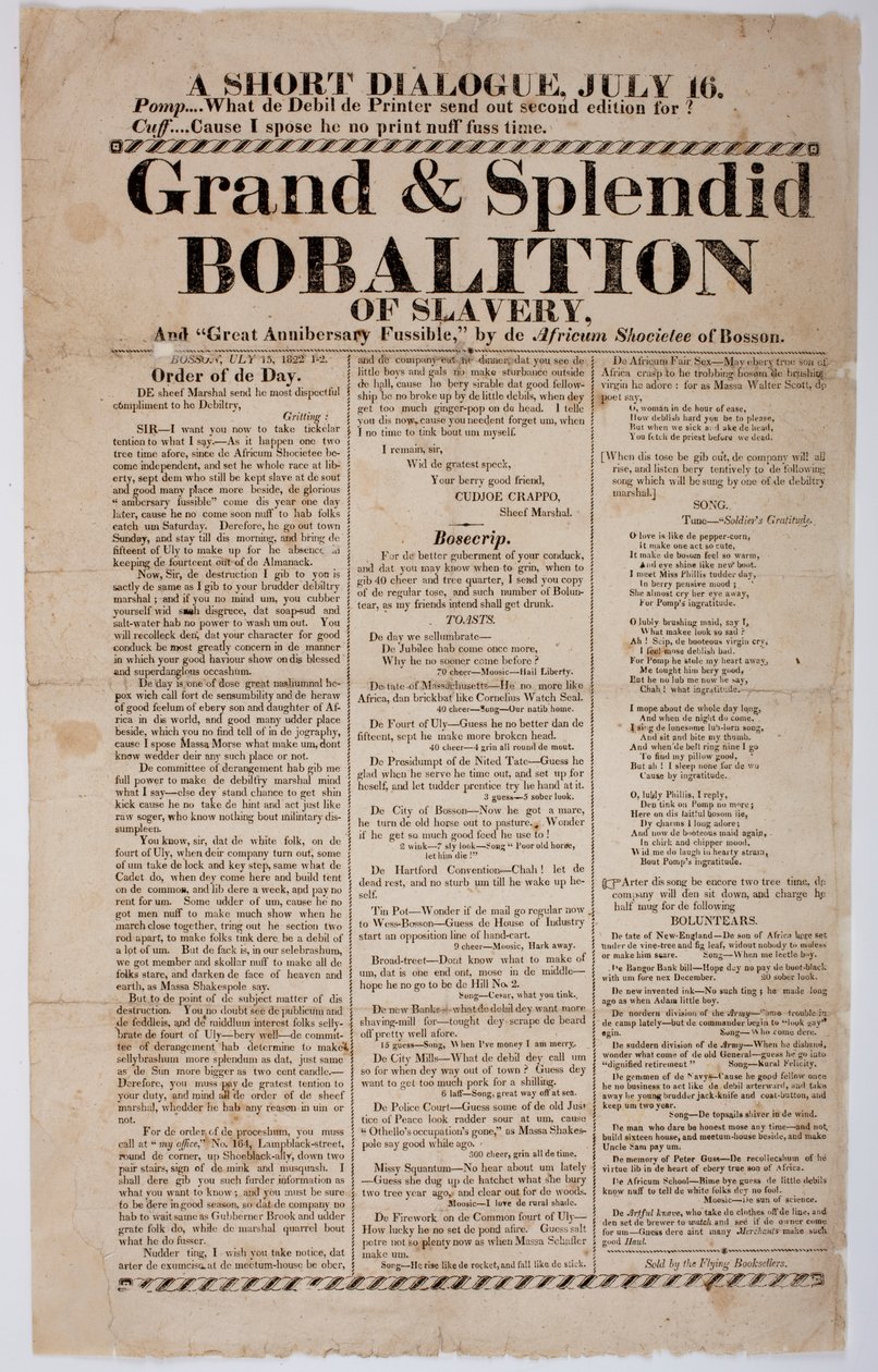Stor och fantastisk bobalition av slaveri, 1822 av American School