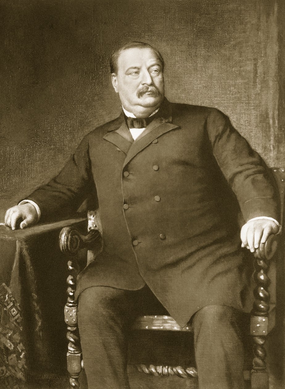 Grover Cleveland, USA:s 22:a och 24:e president, pub. 1901 (fotogravyr) av American School