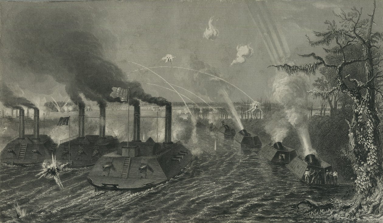 Vapen- och murbruksbåtar på Mississippi, c.1878 av American School