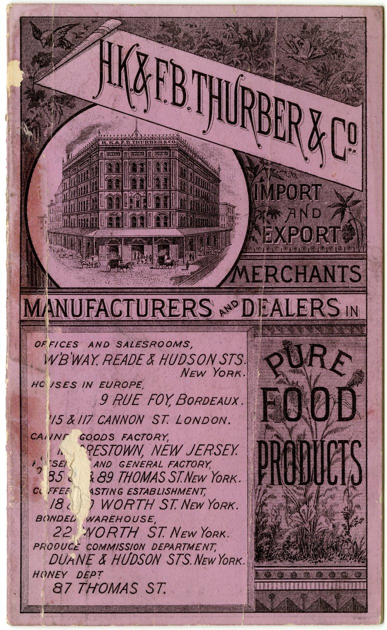 H.K. & F.B. Thurber & Co. handelshäfte, recto (graverat häfte) av American School