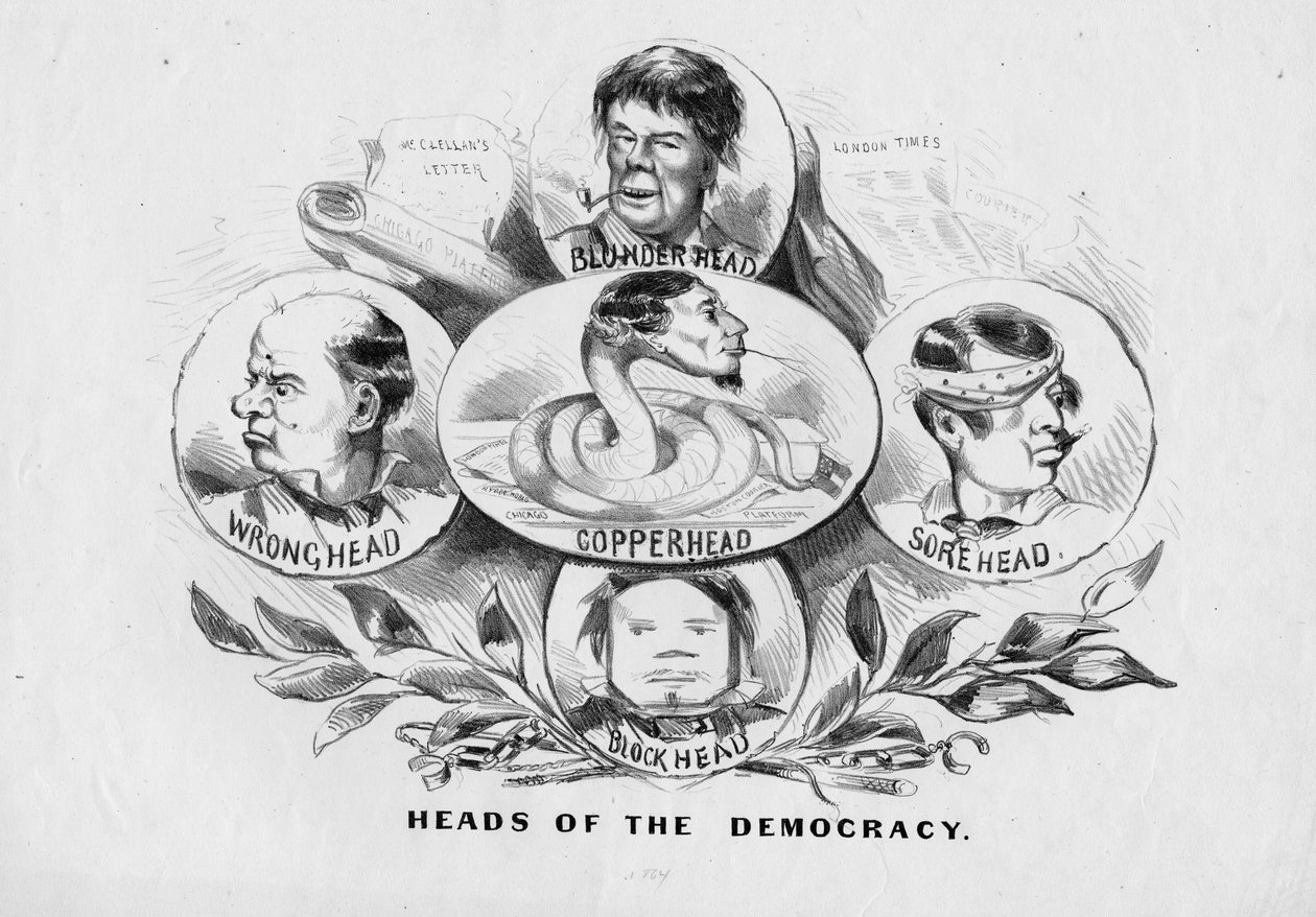 Heads of the Democracy, publicerad av Currier och Ives, New York, ca 1864 av American School