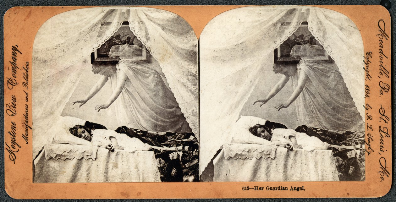Hennes skyddsängel, (stereograf) av American School