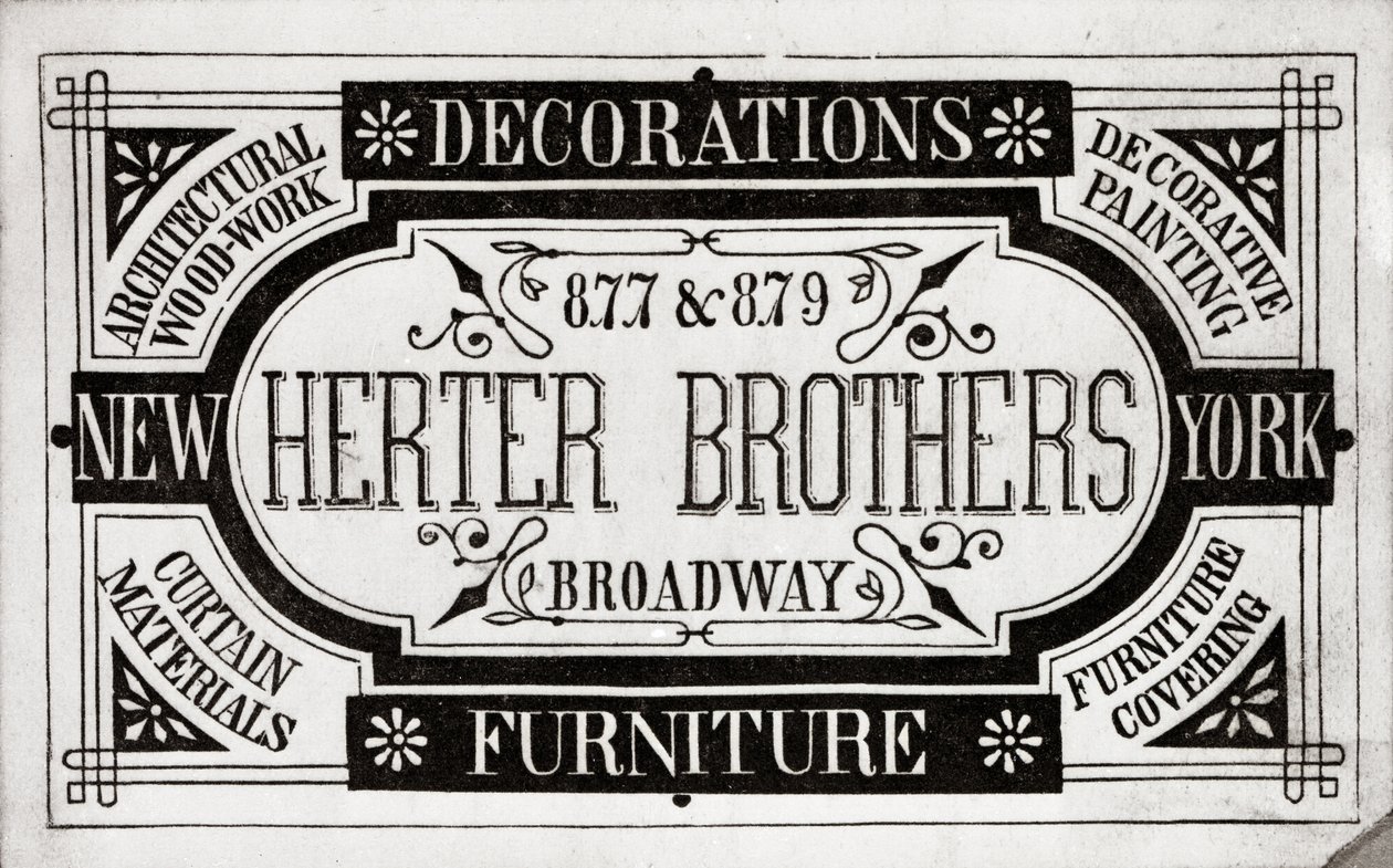 Herter Brothers, Decorations, Furniture, 877 & 879 Broadway, New York (litho [handelskort]) av American School