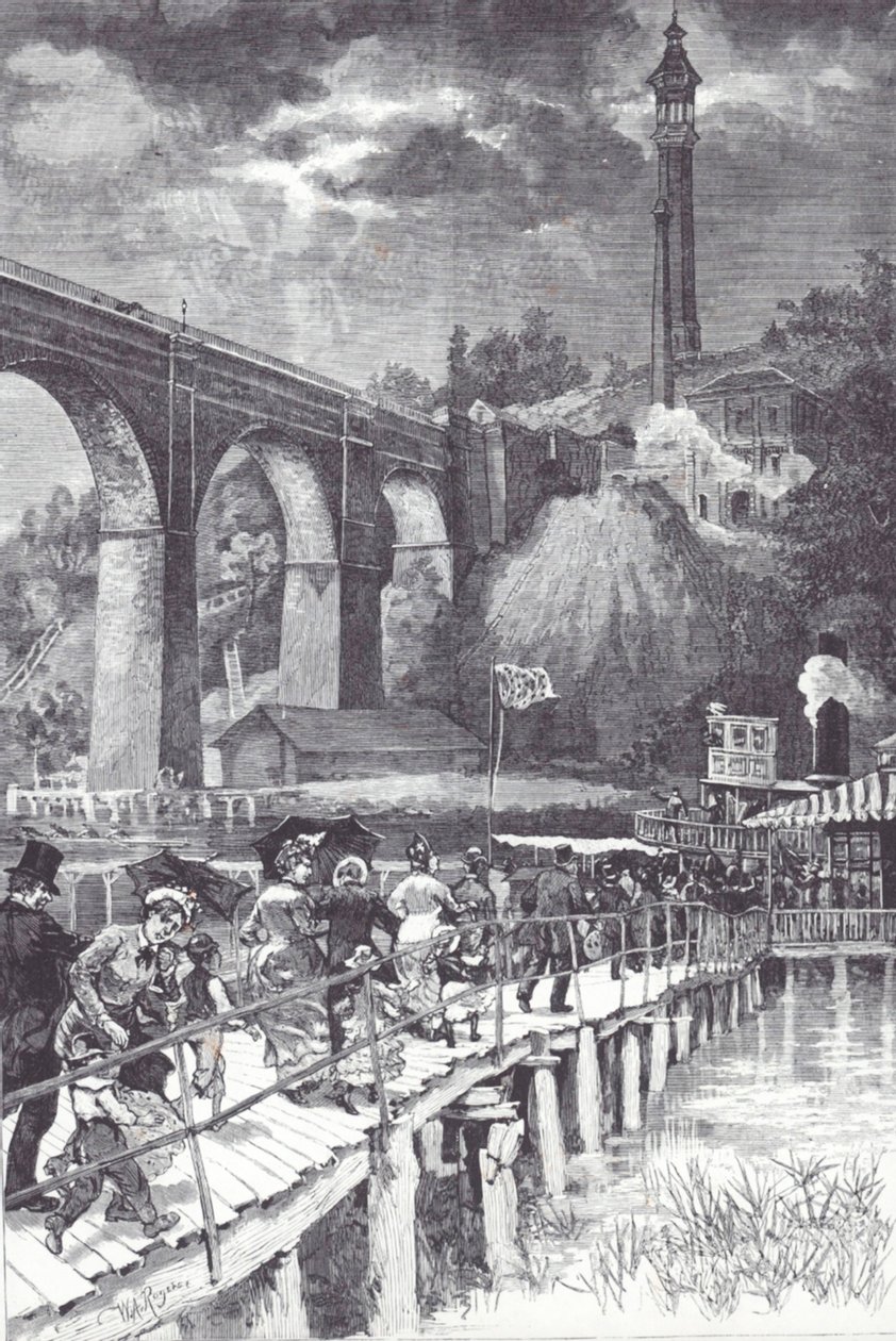 High Bridge över Harlem River, som bär färskvatten från Westchester County till Central Park-reservoaren av American School