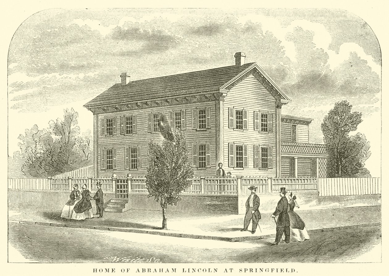 Abraham Lincolns hem i Springfield (gravyr) av American School