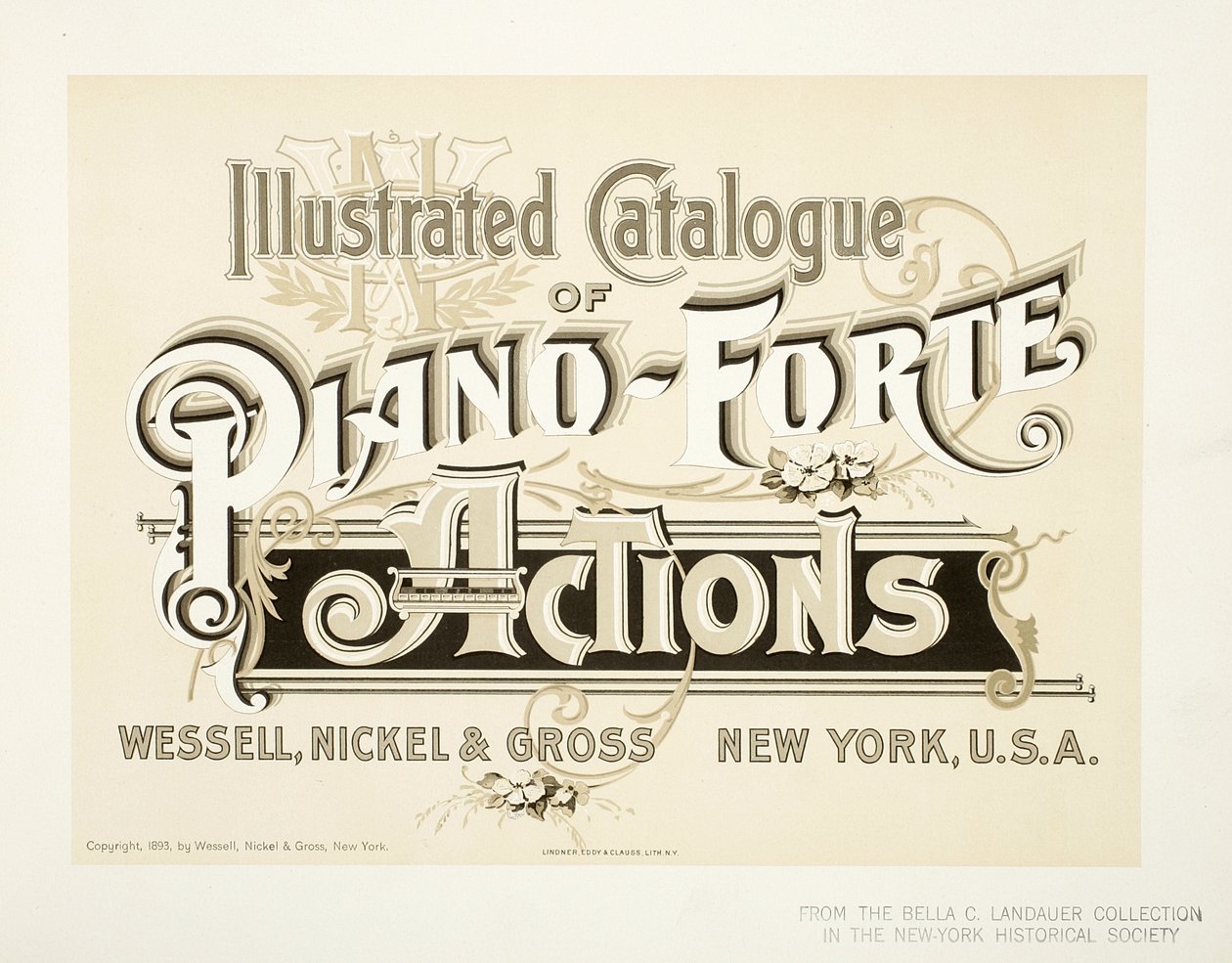 Illustrerad katalog över Piano-Forte Actions, Wessell, Nickel & Gross Co. - omslag, 1893 av American School