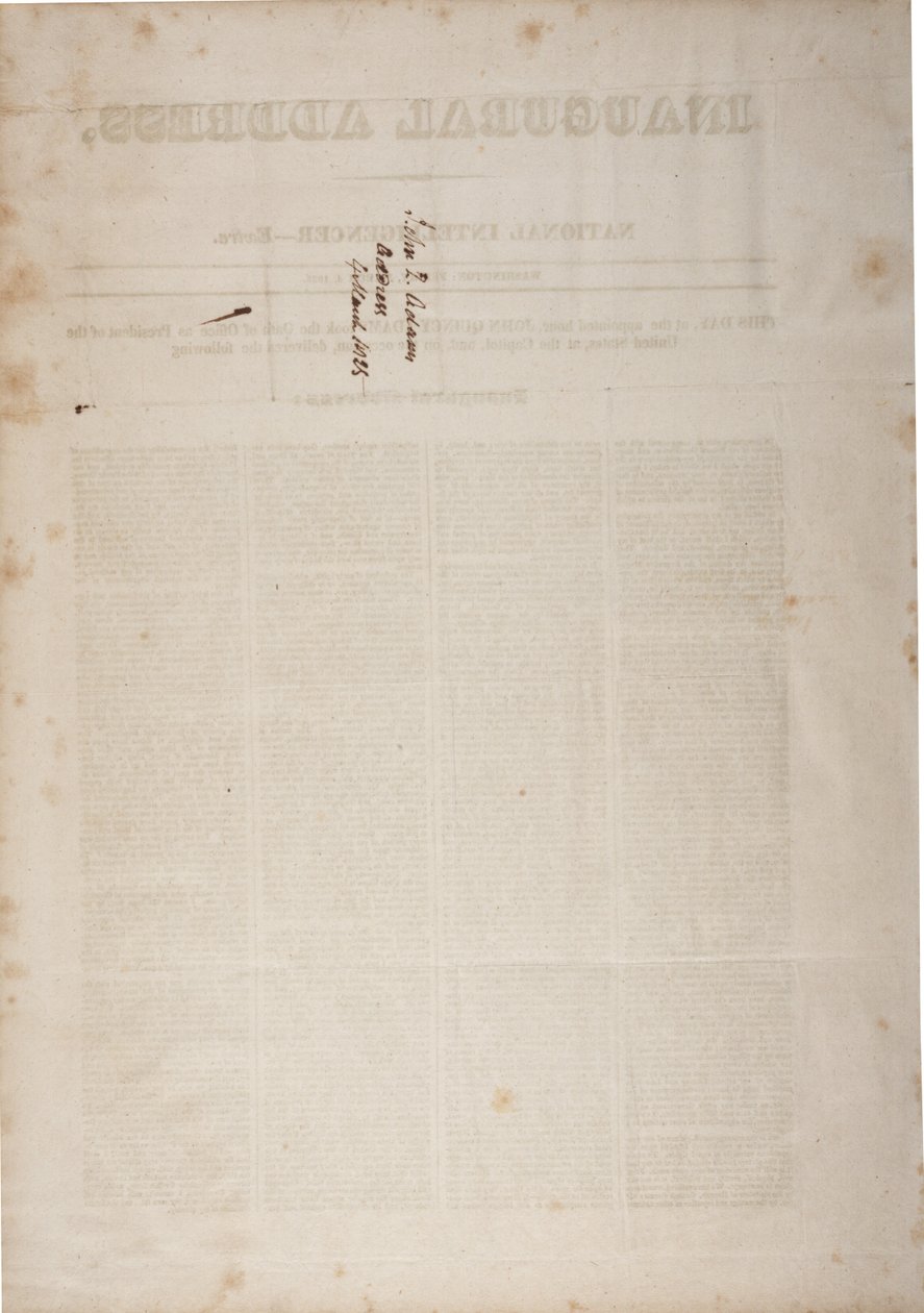 Invigningstal för John Quincy Adams, 4 mars 1825 (se även GLC 696059) av American School