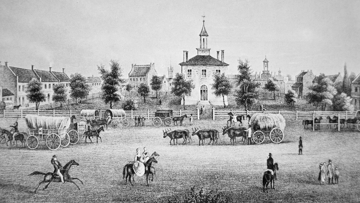 Independence, Missouri, ca 1850 (gravyr) av American School