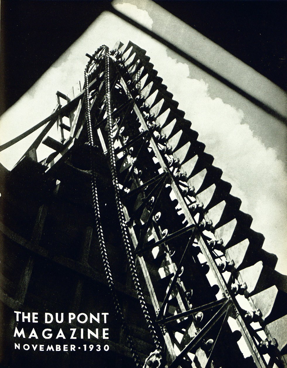 Industriellt maskineri, framsidan av DuPont Magazine, november 1930 av American School