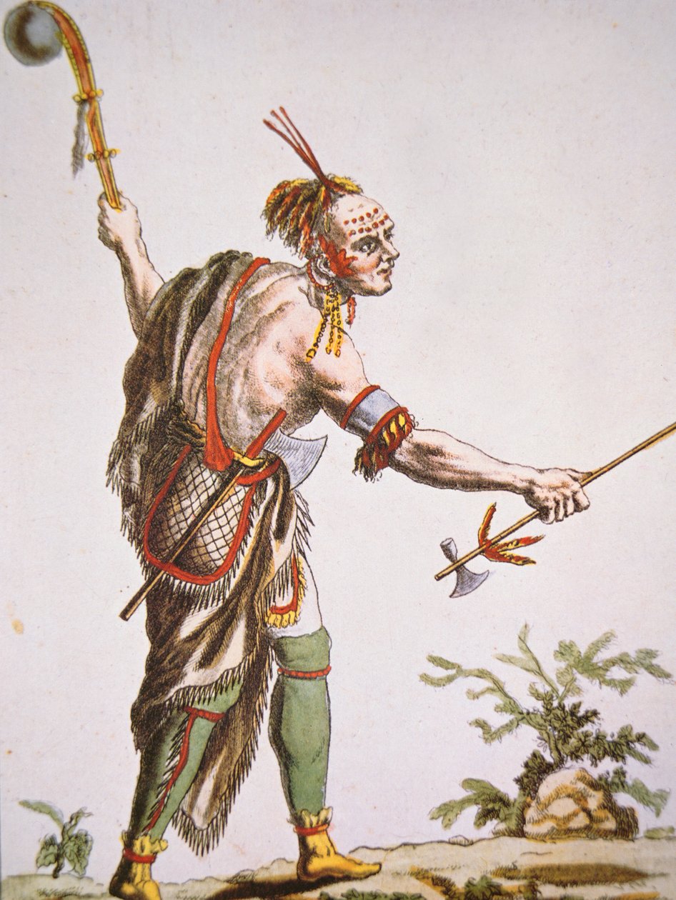 Iroquois krigare med bollen klubba av American School