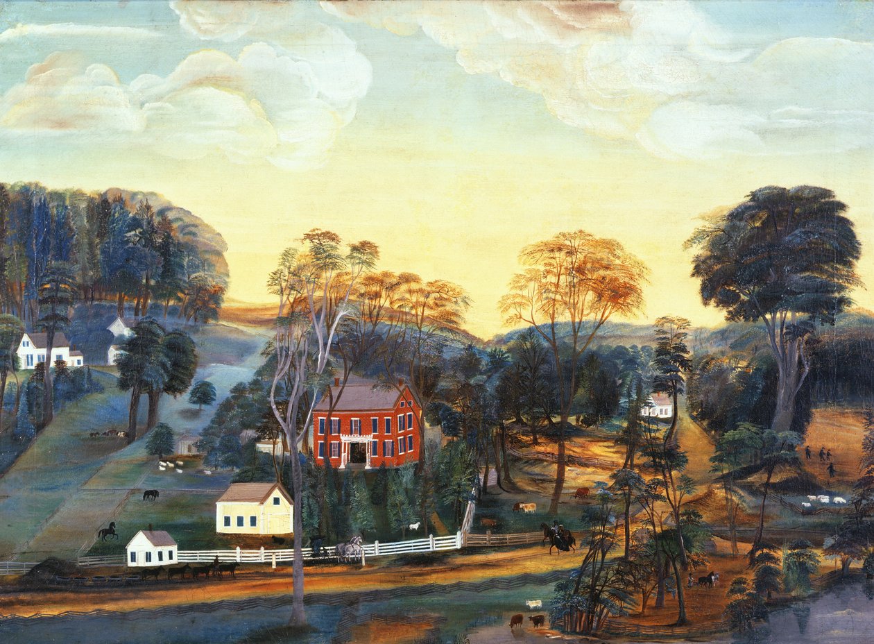 Isaac Powers Farm and Mine, ca 1800 (olja på duk) av American School