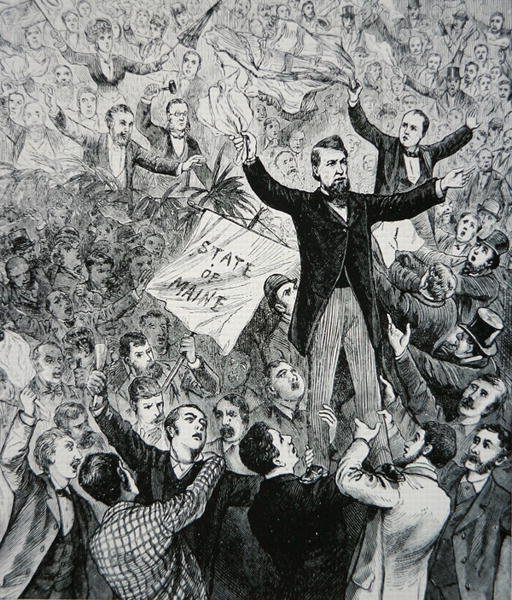 James G. Blaine (1830-93) (gravyr) av American School