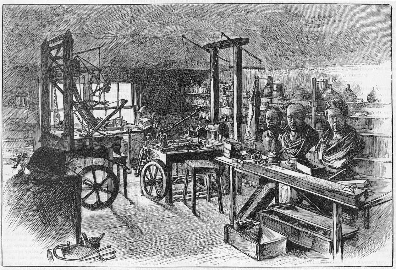 James Watts verkstad i Heathfield Hall, Birmingham, från "Scientific American av American School