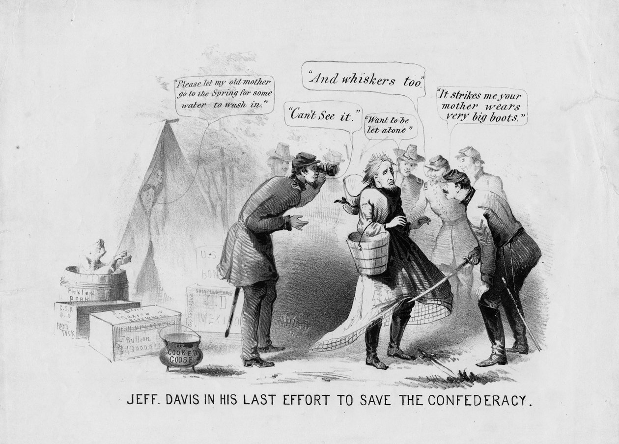 Jeff Davis i hans sista försök att rädda konfederationen, c.1865 av American School