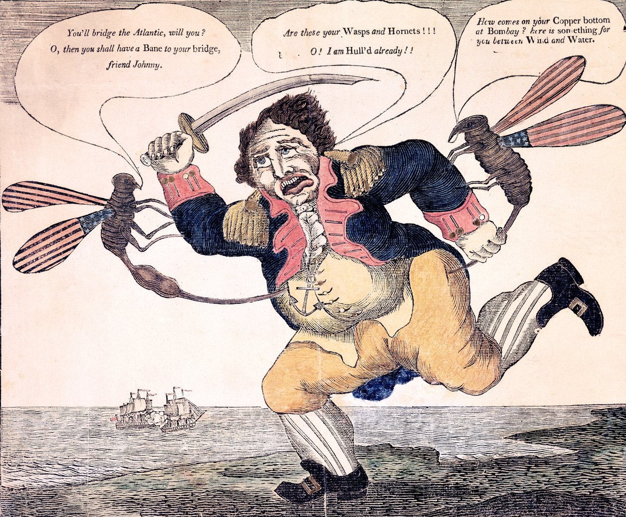 John Bull stack till vånda av getingen och bålgetingen, ca 1813 av American School