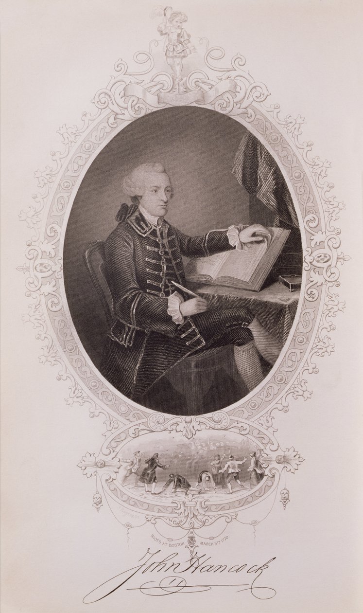 John Hancock (1737-93) från The History of the United States, Vol. I, av Charles Mackay, graverad av J. Rogers av American School
