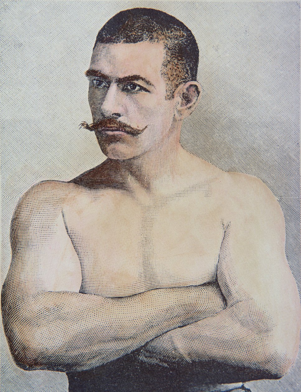 John L. Sullivan (färglitografi) av American School