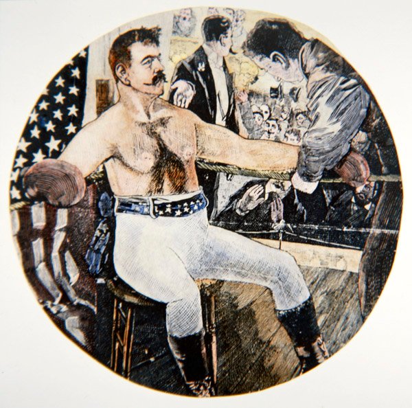 John L. Sullivan under sin kamp med James J. Corbett i New Orleans av American School