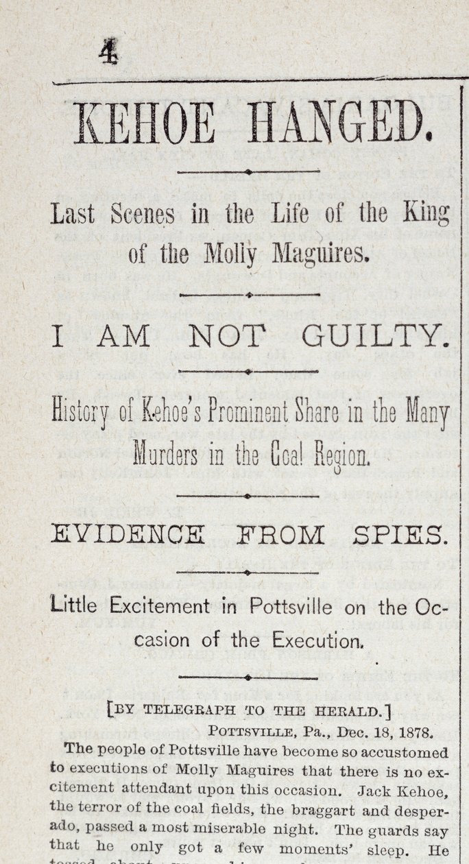 Kehoe Hanged, från New York Herald, 19 december 1878 av American School