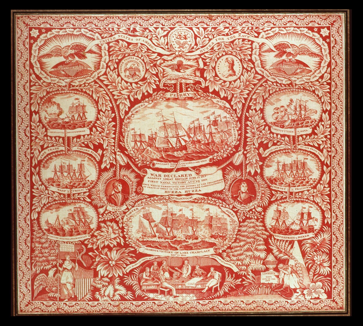Tändduk till minne av segrarna i kriget 1812, ca 1815 (bomull) av American School