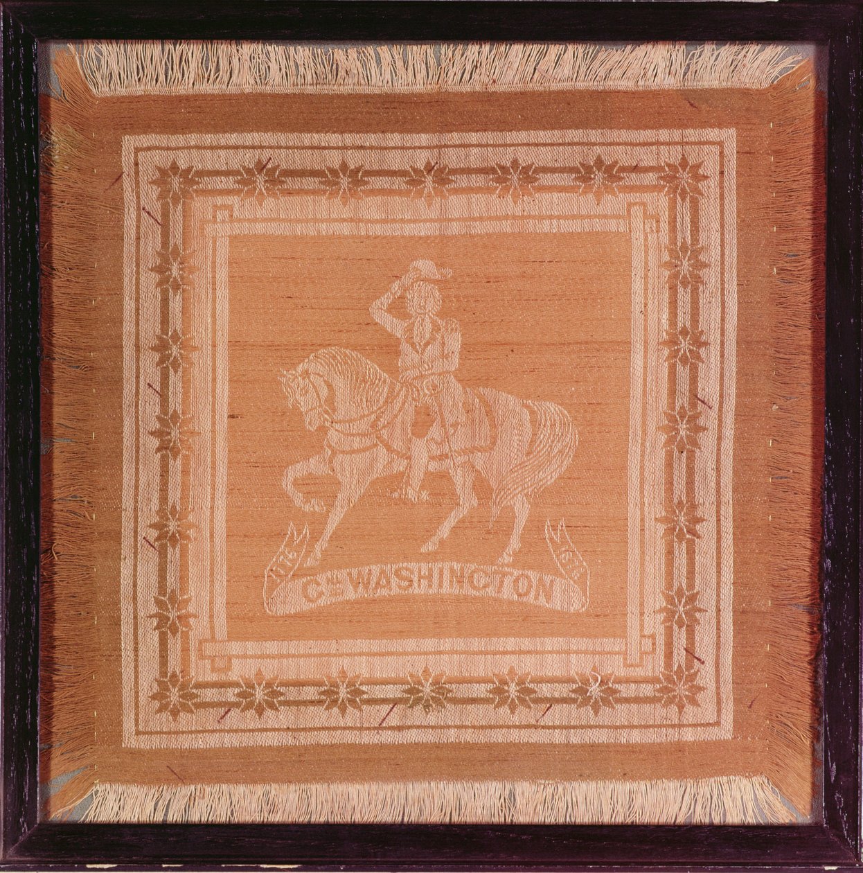 Huvudduk föreställande George Washington (1732-99) till häst, 1876 (silke och bomull) av American School