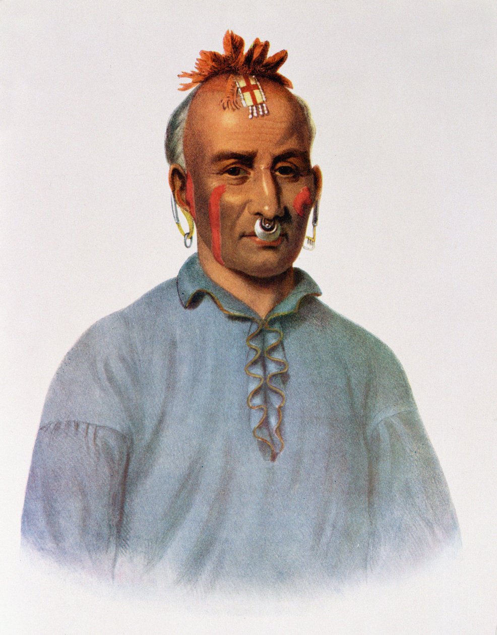 Kish-Kal-Wa, en Shawnee-hövding, illustration från "The Indian Tribes of North America, Vol.1", av Thomas L. McKenney och James Hall, pub. av John Grant av American School