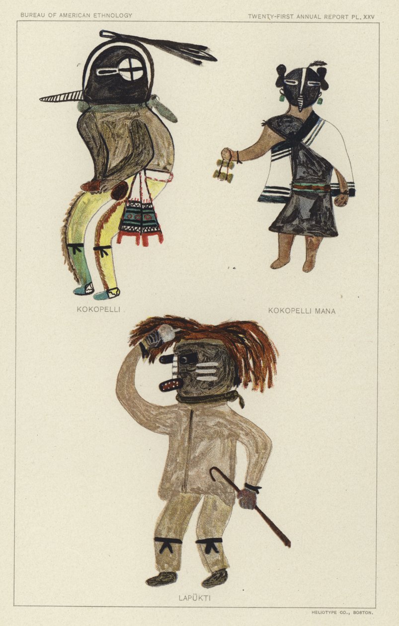 Kokopelli, Kokopelli Mana, Lapukti (färglitografi) av American School