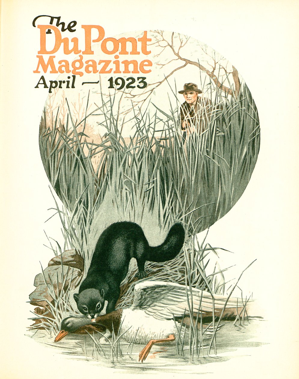 Less Vermin - More Game, framsidan av DuPont Magazine, april 1923 av American School