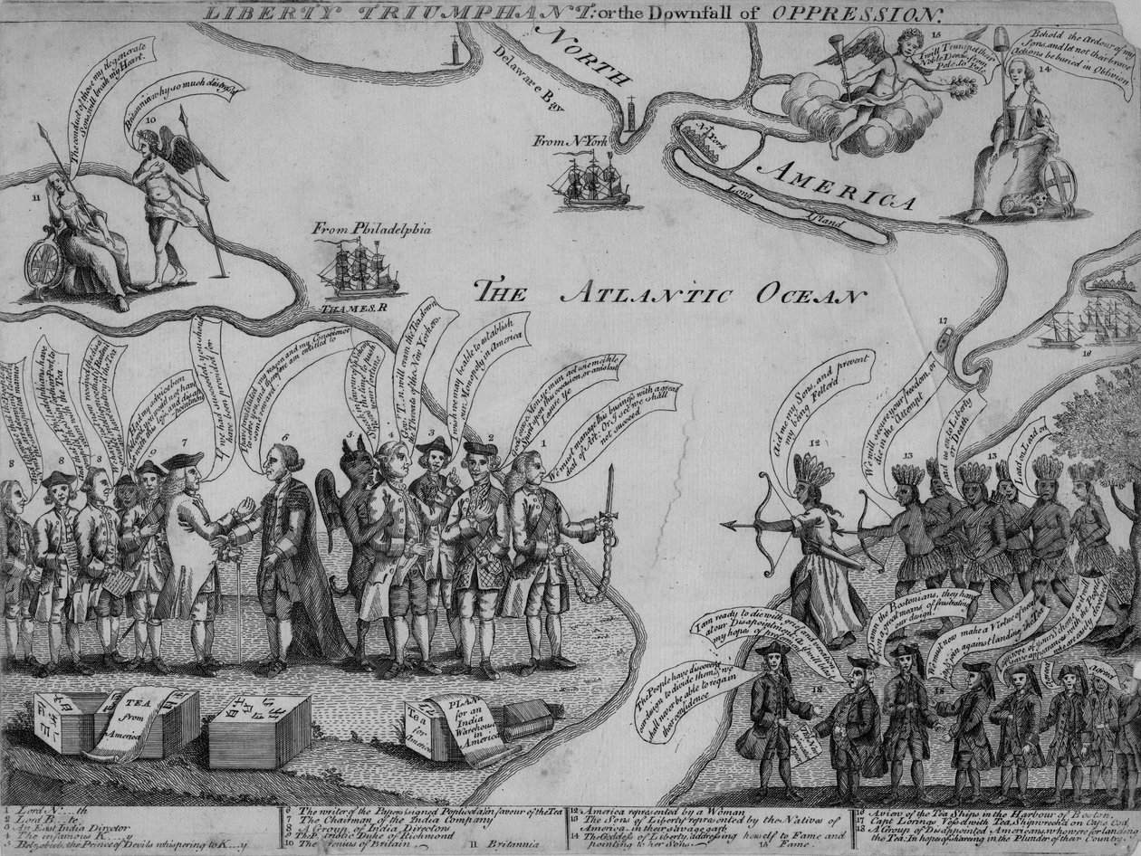 Liberty Triumphant, or the Fall of Pression, 1773 av American School