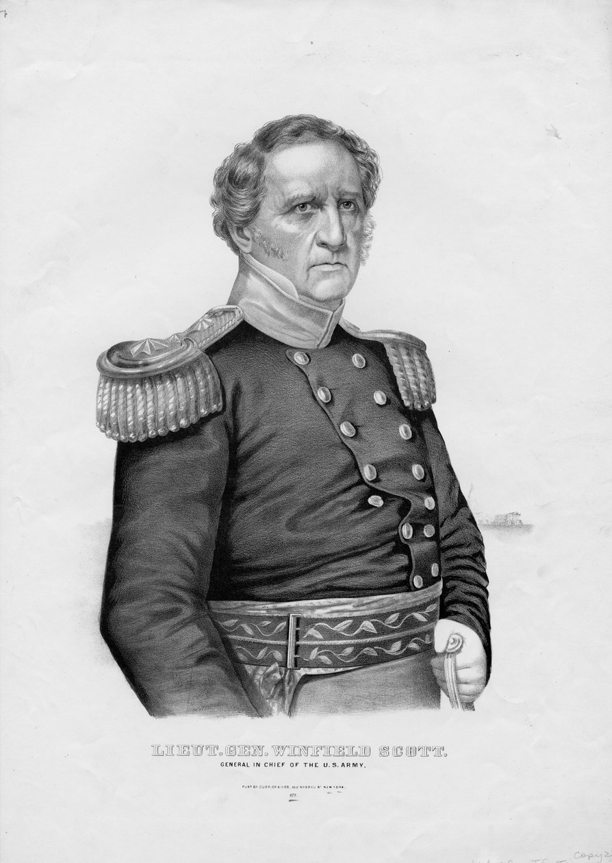 Lieut. General Winfield Scott, chefsgeneral för den amerikanska armén, pub. av Currier & Ives, ca 1860 av American School